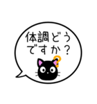【生存確認】黒猫の吹き出し（個別スタンプ：14）