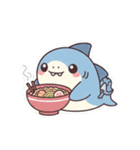食べ物とサメ達（個別スタンプ：1）