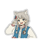 銀髪アクティブ猫娘（個別スタンプ：1）