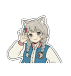 銀髪アクティブ猫娘（個別スタンプ：2）