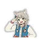 銀髪アクティブ猫娘（個別スタンプ：12）