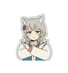 銀髪アクティブ猫娘（個別スタンプ：17）