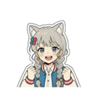 銀髪アクティブ猫娘（個別スタンプ：18）
