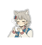 銀髪アクティブ猫娘（個別スタンプ：28）