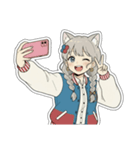 銀髪アクティブ猫娘（個別スタンプ：33）