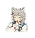 銀髪アクティブ猫娘（個別スタンプ：35）