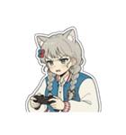 銀髪アクティブ猫娘（個別スタンプ：36）