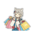 銀髪アクティブ猫娘（個別スタンプ：37）