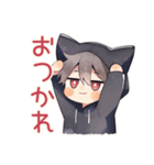 黒猫耳パーカーくんのリアクション（個別スタンプ：12）