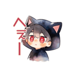 黒猫耳パーカーくんのリアクション（個別スタンプ：15）