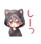 黒猫耳パーカーくんのリアクション（個別スタンプ：27）
