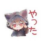 黒猫耳パーカーくんのリアクション（個別スタンプ：33）