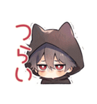 黒猫耳パーカーくんのリアクション（個別スタンプ：34）
