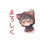 黒猫耳パーカーくんのリアクション（個別スタンプ：38）