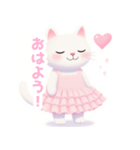 ラブリーハートな白猫スタンプ（個別スタンプ：4）