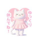 ラブリーハートな白猫スタンプ（個別スタンプ：23）