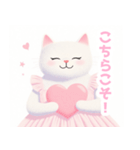 ラブリーハートな白猫スタンプ（個別スタンプ：24）