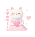 ラブリーハートな白猫スタンプ（個別スタンプ：37）