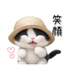 可愛いハチワレ猫 思いやり 麦わら帽 敬語（個別スタンプ：9）