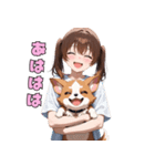 チワワと仲良しガール（個別スタンプ：3）