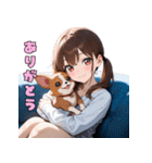 チワワと仲良しガール（個別スタンプ：6）