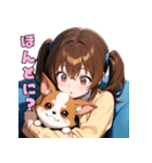 チワワと仲良しガール（個別スタンプ：9）