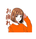 ボブカットの女の子の秋♡毎日使える（個別スタンプ：21）