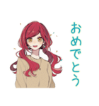 普段着赤髪女子の全肯定スタンプ（個別スタンプ：37）