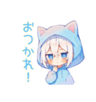 丁寧なごめんなさい★白猫耳パーカーくん（個別スタンプ：3）