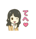ずっと使えるセミロングな女の子（個別スタンプ：3）
