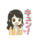 ずっと使えるセミロングな女の子（個別スタンプ：35）