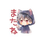 かまって黒猫耳パーカーくん♡（個別スタンプ：35）