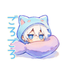 日常★白猫耳パーカーくん（個別スタンプ：6）