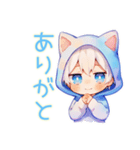 日常★白猫耳パーカーくん（個別スタンプ：8）