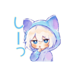 日常★白猫耳パーカーくん（個別スタンプ：34）