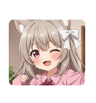 白いリボンのみなみちゃんスタンプ（個別スタンプ：19）