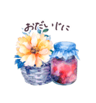 秋に毎日使える 水彩 敬語✿大人上品お花（個別スタンプ：34）