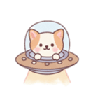 [アレンジ用]宇宙犬UFOで襲来（個別スタンプ：3）