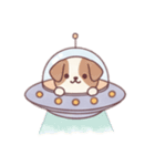 [アレンジ用]宇宙犬UFOで襲来（個別スタンプ：6）