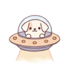 [アレンジ用]宇宙犬UFOで襲来（個別スタンプ：13）