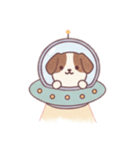 [アレンジ用]宇宙犬UFOで襲来（個別スタンプ：16）