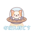[お疲れ様です専用]宇宙犬UFOで襲来（個別スタンプ：11）