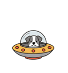 [アレンジ用]UFOで宇宙犬（個別スタンプ：12）