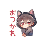 眠れない★黒猫耳パーカーくん（個別スタンプ：3）