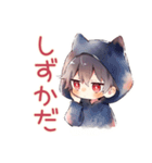 眠れない★黒猫耳パーカーくん（個別スタンプ：7）