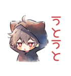 眠れない★黒猫耳パーカーくん（個別スタンプ：37）