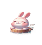 ピンクうさぎが一緒に祝うホリデー（個別スタンプ：3）