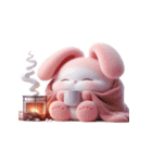 ピンクうさぎが一緒に祝うホリデー（個別スタンプ：6）