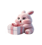 ピンクうさぎが一緒に祝うホリデー（個別スタンプ：10）