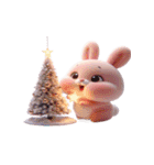 ピンクうさぎが一緒に祝うホリデー（個別スタンプ：13）